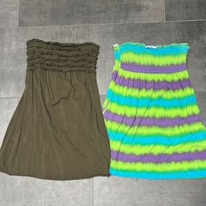 Xhilaration and Arizona Olive and tie dyed Strapless Tube Dress Top